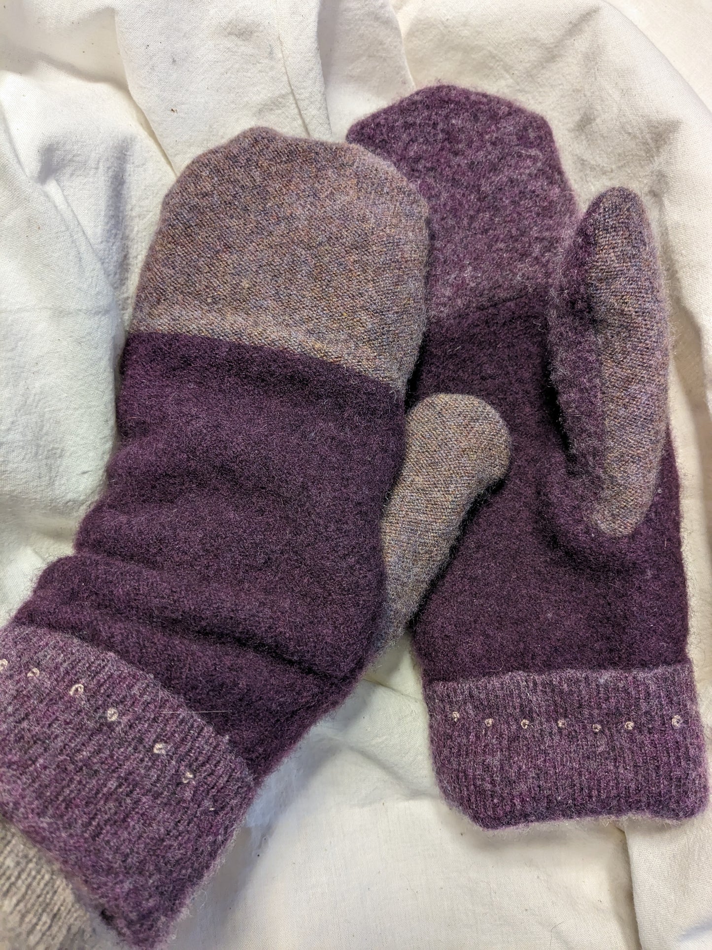Cashmere Mittens - Purple and Light Purple