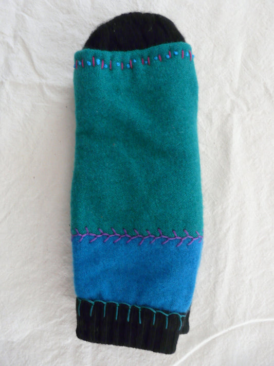 Single cashmere mittens - aqua, pink, and purple