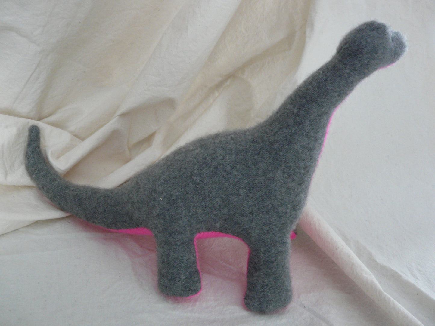 Stuffed Tall Dino- grey/pink