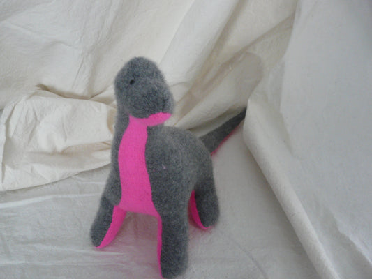 Stuffed Tall Dino- grey/pink