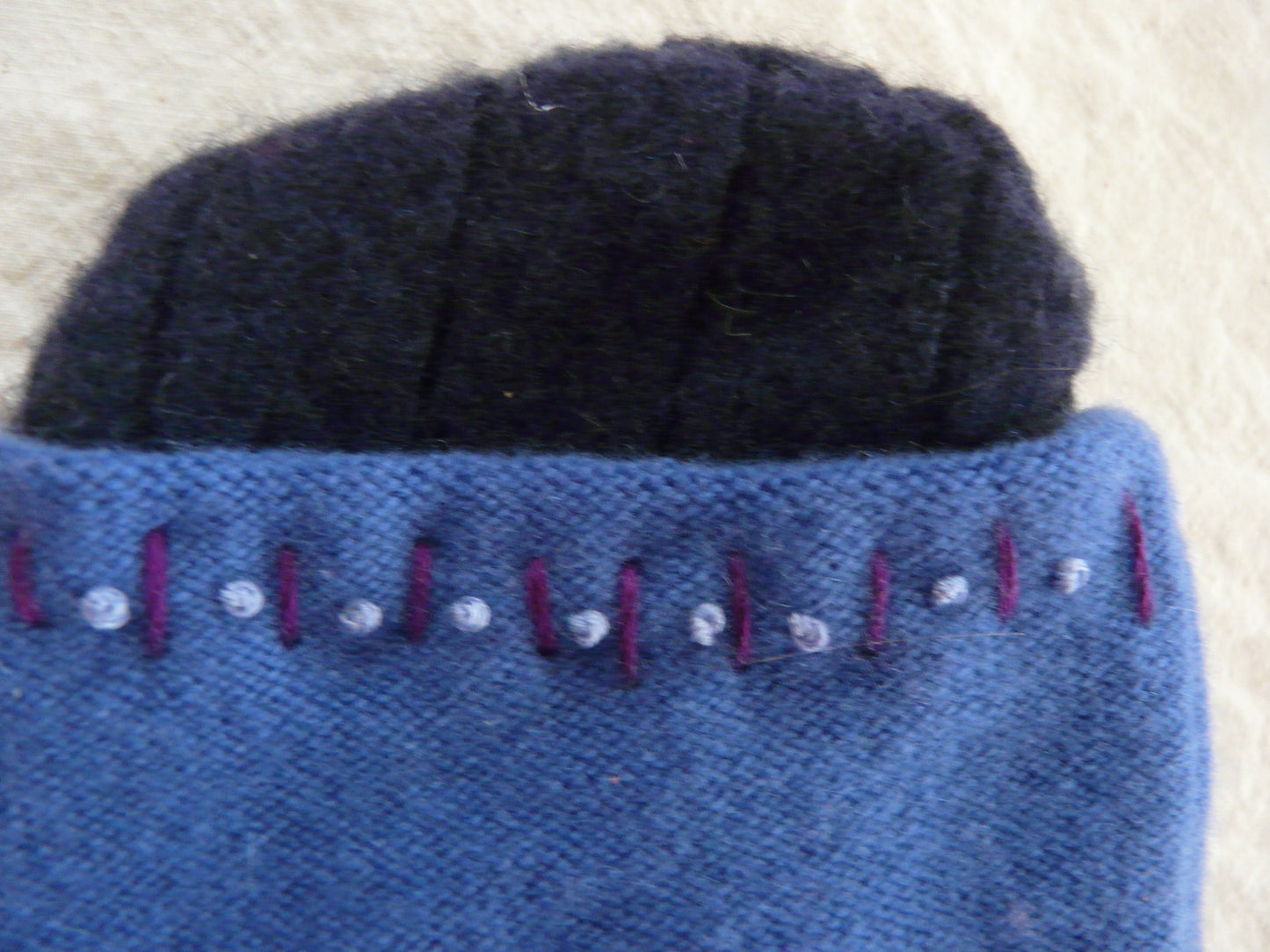 Single Cashmere mittens -blue and purple