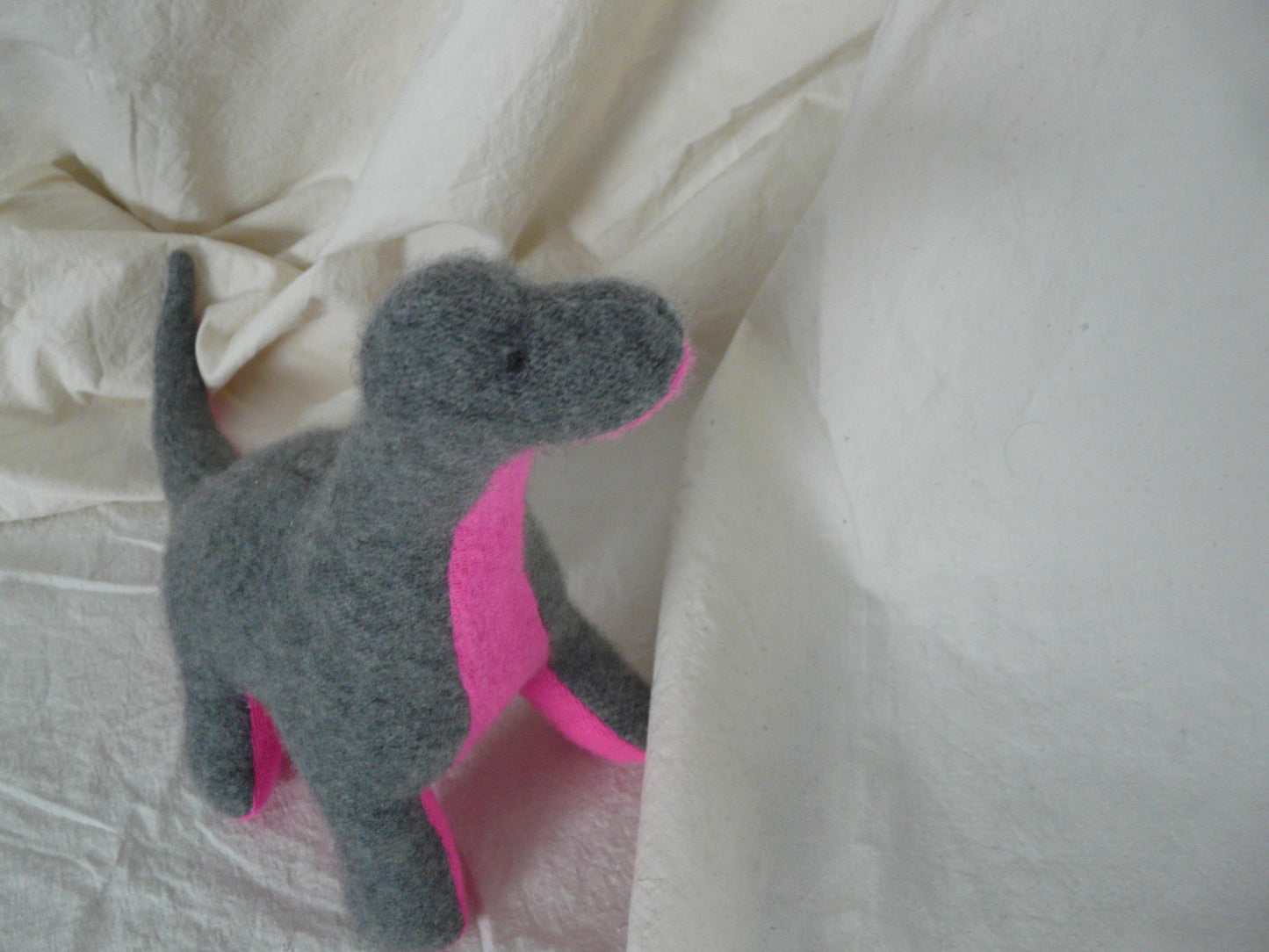 Stuffed Tall Dino- grey/pink