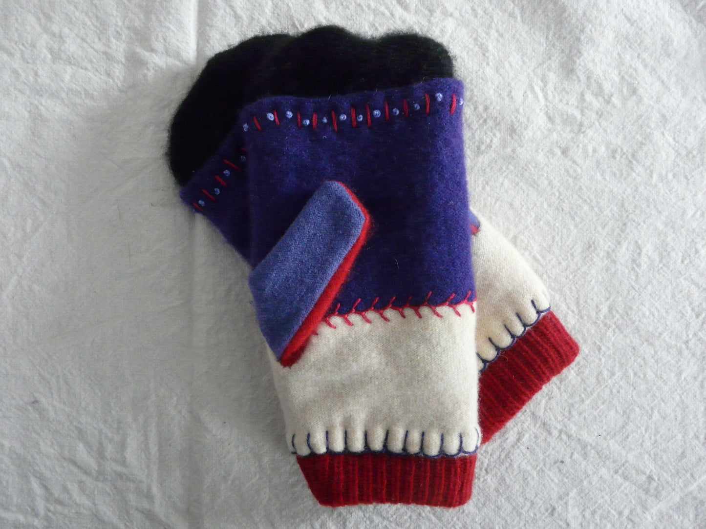 Single Cashmere Mittens - Red, White, and Blue!